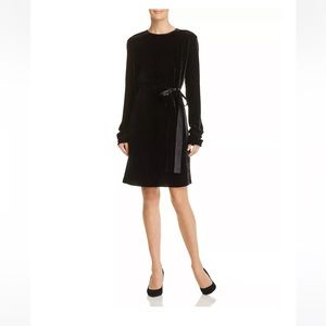Theory Black Soft Velvet Dress with belt